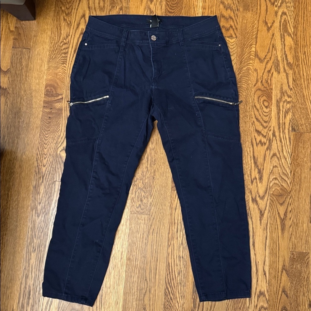 White House Black Market Contour Dark Blue Skinny Crop Pants size 10